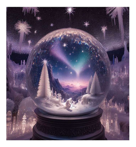 Vinilo 30x30cm Globo Nieve Mundo Cristal Paisaje M1