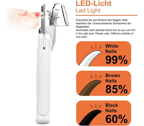 Cortauñas Para Perro Corta Uñas Canino Con Luz Led
