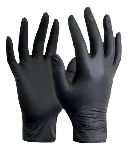 Imagen 2 de 2 de Guantes descartables antideslizantes Printex color negro talle S de nitrilo x 100 unidades