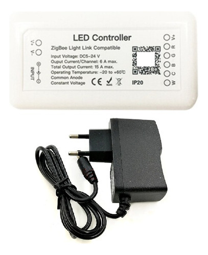 Controlador Zigbee Fita Led Rgbcct Alexa Google Home + Fonte Tensão De Operação 5v A 24v