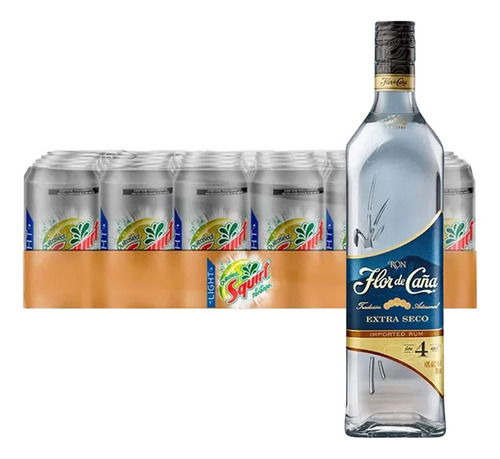 Pack 24 Squirt Light 355 Ml + Ron Flor De Caña Blanco Extra