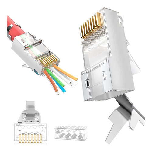Conectores De Paso Rj45 Blindados Cat6a Cat7 De Jodroad, 3 N