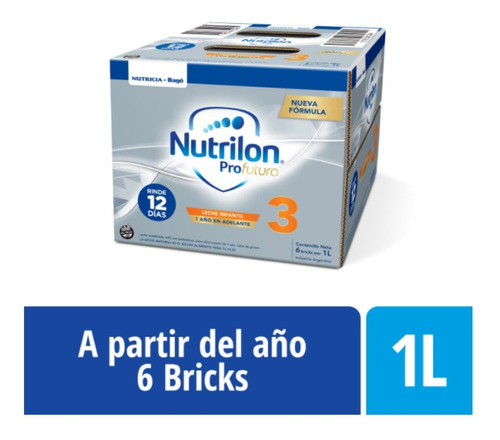 Imagen 3 de 5 de Leche Nutrilon 3 Liquda X Litro Nutricia Bago (3 Paks)