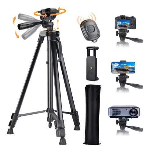 Trípodes para cámara, trípode alto resistente de 74 pulgadas con soporte  para teléfono, compatible con cámaras DSLR, teléfonos celulares, proyector