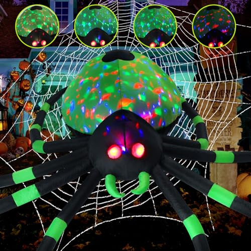 Araña Gigante Inflable De Halloween De 8 Pies Luz Led,...