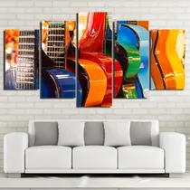 Comprar Quadro Decorativo Mosaico 5 Peças Violões Coloridos.