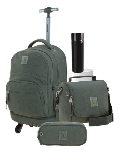 Kit Escolar Juvenil Chenson Original Con Ruedas Para Niño Gris 1