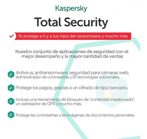 Imagen 2 de 4 de Kaspersky Total Security 5 Pc 1 Año Oferta Especial