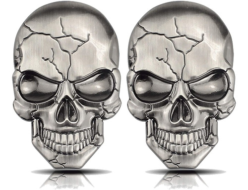 Cráneo Del Metal De La Etiqueta Engomada Del Coche 3d ...