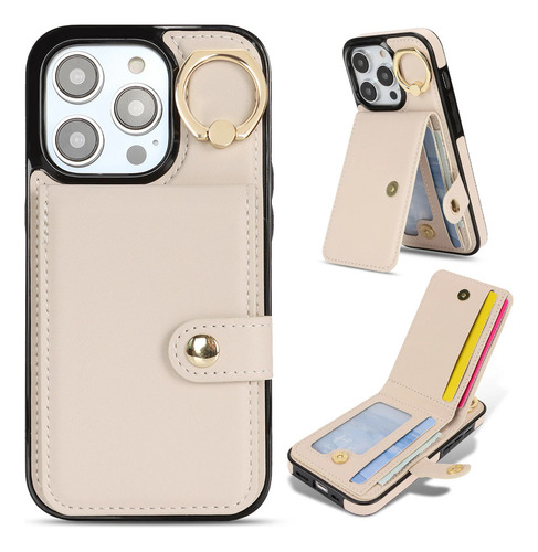Capa De Couro Tipo Carteira Para iPhone Com Porta-cartões