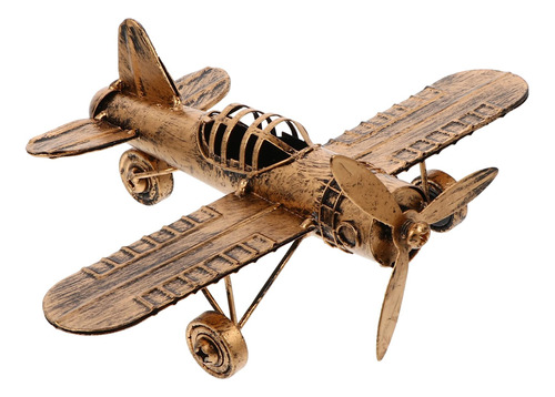 Modelo Avion Vintage Decorativo Metal Para Decoracion Gris