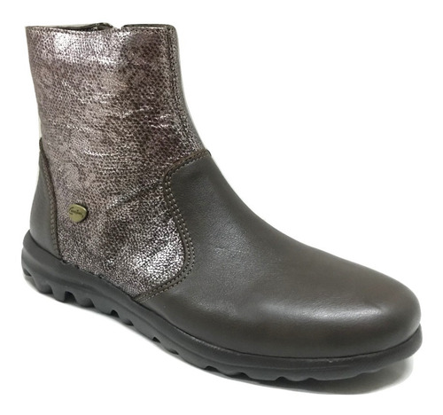 Bota Cavatini Fl. Metalizado Chocolate - Botita Combinada - 