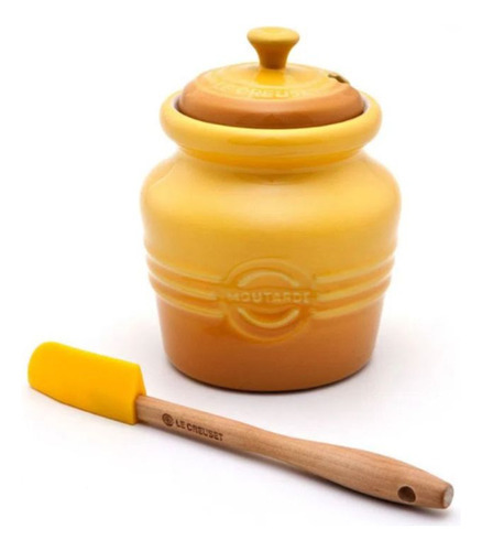 Pote Para Mostarda Espátula Le Creuset Cerâmica Dijon 450ml