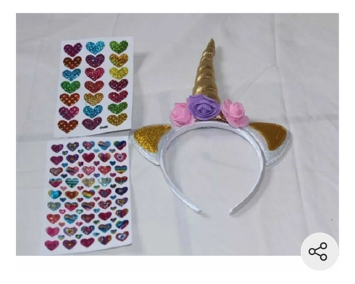 Caballo Pony Unicornio C/diadema Y Calcomanias Para Decorar