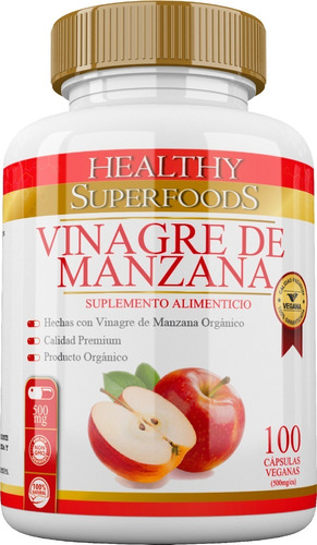Vinagre De Manzana Premium 100 Caps 500mg Healthy Superfoods Sabor Sin Sabor