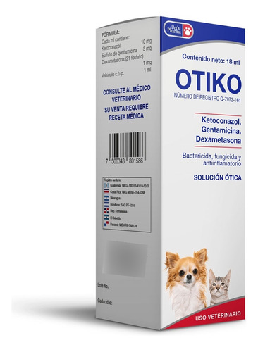 Otiko Bactericida, Fungicida Gotas Oticas Perros Pets Pharma