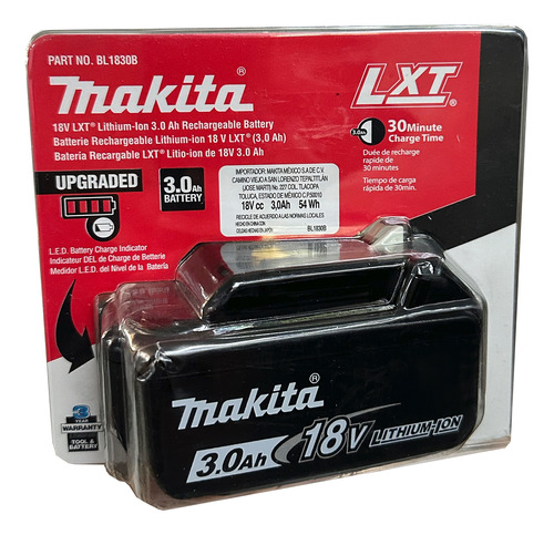 Bateria Makita 18v 3.0ah Con Indicador De Carga Bl1830b