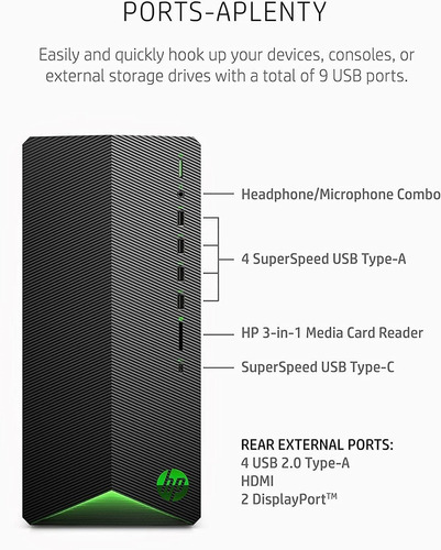 Imagen 3 de 5 de Hp Gamer Gaming Pc, Ryzen 5, Ati Rx5500, 16gb Ram, 256 Gb M2