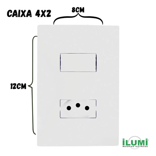 Kit Com 10x Conjunto Interruptor Simples + Tomada 10a Ilumi