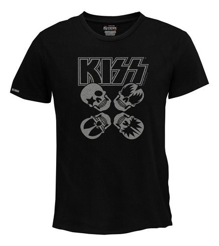 Camiseta Hombre Kiss Banda Rock Metal Logo Calaveras Bto