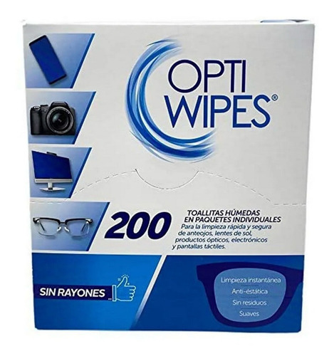 200 Toallitas Húmedas Optiwipes Lentes Cámaras Celulares