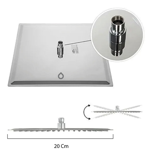 Imagen 5 de 6 de Regadera Ducha 20 Cms Quadra Lujo Metalica