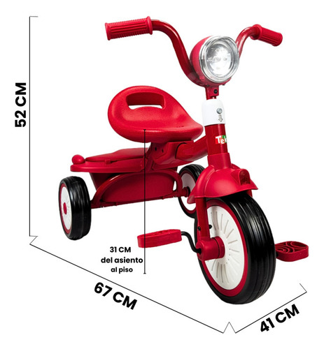 Triciclo Para Niños Plegable Con Luz Y Sonido De 2 A 4 Años