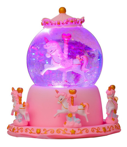 Caja De Música De Unicornio 3d Bola De Cristal Luminosa