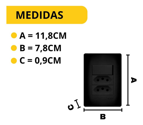 Conjunto Interruptor Paralelo + Tomada Dupla 20a Black Preto