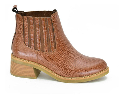 Bota Casual Taco Bajo Korium Elastizada Croco