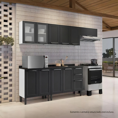 Balcão De Cozinha Itatiaia Aço 2 Portas Florença Grafite/branco