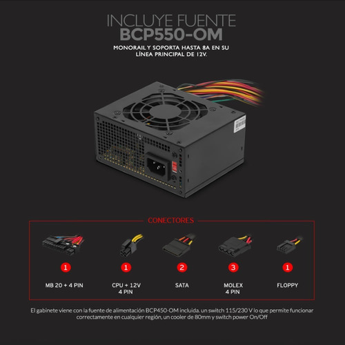Imagen 9 de 10 de Gabinete Pc Gamer Mini Sentey Slim 550w Usb 3.0 Fan 8cm Pie