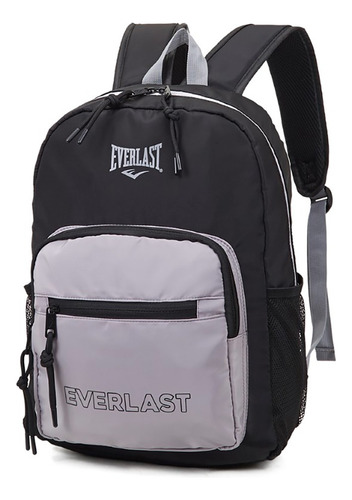 Mochila Everlast Con Bolsillo Portanotebook Tiras Acolchadas Color Negro Diseño De La Tela Liso