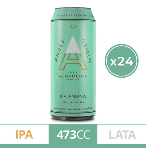 Cerveza Andes Origen Ipa 473ml Pack X 24 Uni