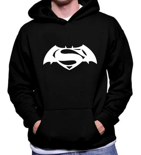 Poleron Estampado Con Diseño Logo Superman Y Batman Pelicul