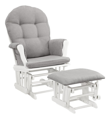 Sillon Angel Line Windsor Reclinable Y Otomano, Blanco Y Gri