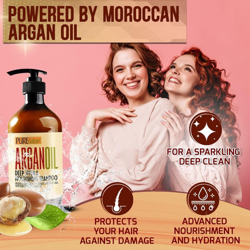 Shampoo Con Aceite De Argán Marroquí Pure Nature 500ml