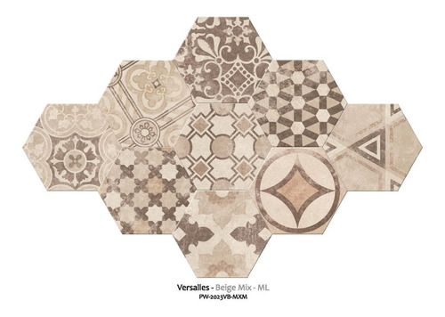 Revestimiento Ceramico Hexagonal Luxor Mate 20x23 Piso Pared