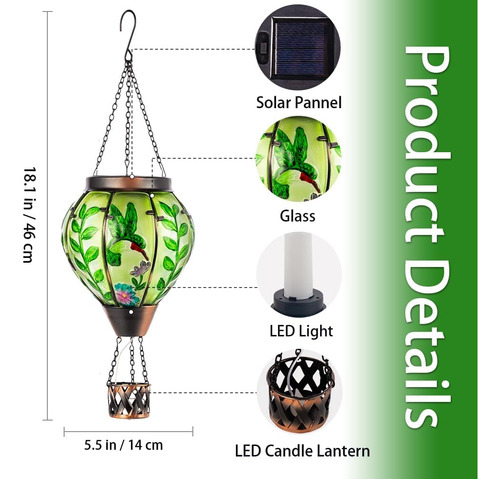 Linterna Solar Colgante Con Globo De Aire Caliente Y Patrón