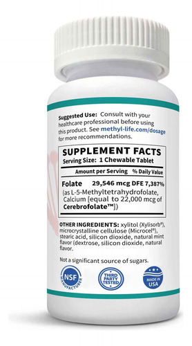 Methyl-life L-metilfolato 15 Mg Masticable 90 Tabletas