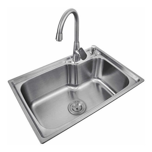 Imagen 4 de 5 de Pileta Inox Grande Simple Sobreponer Cocina + Valvulas Acra