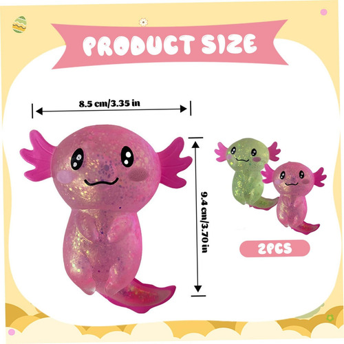 Juguetes De Estrés Glitter Axolotl Toys Squeeze Adorable