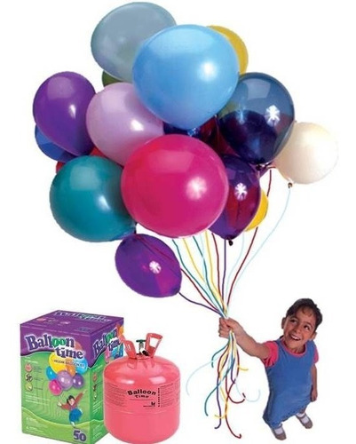 Imagen 1 de 4 de Tanque De Gas Helio Ballon Time Grande Para Globos, Bomba