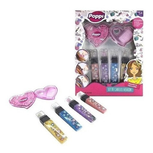 Set De Cabello Fashion Poppi Maquillaje Nena Belleza Brillo