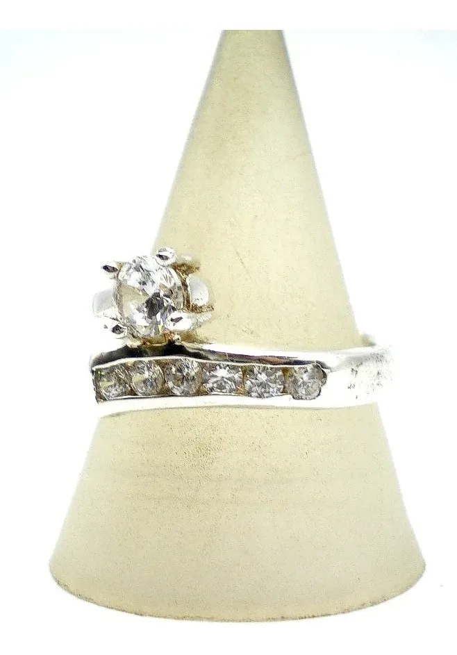 Anillo Plata 925 Y Zafiros Blancos