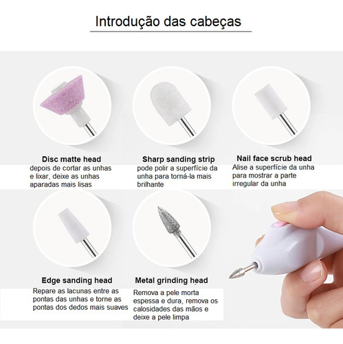 Lixa Unhas Elétrica Multiuso Profissional Mão E Pé Premium Cor Branco