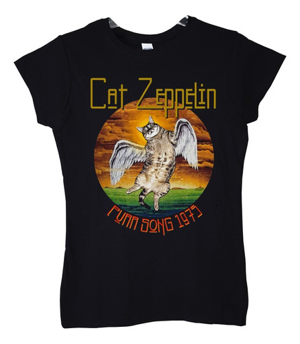 Polera Mujer Led Zeppelin Cat Zeppelin Purr Rock Abominatron