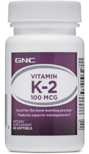 Vitamina K2 100 Mcg Gnc 60 Capsulas Blandas