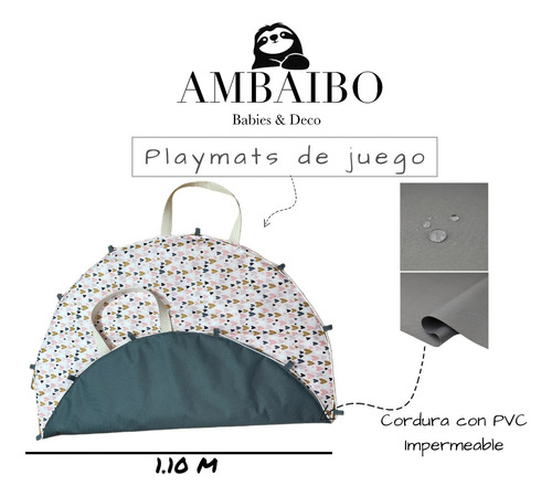 Playmat De Juego Para Bebés Impermeable Y Acolchada Bolso Corazones