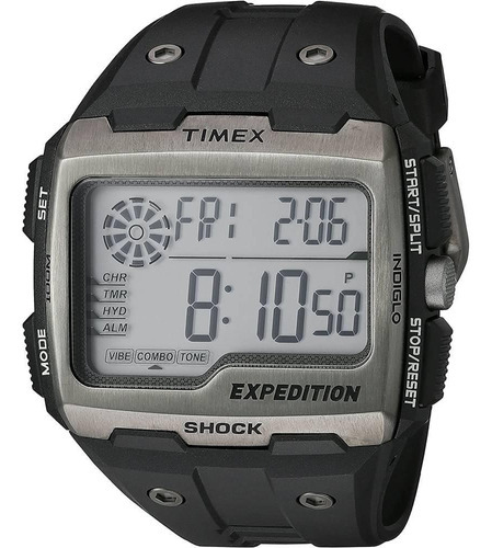 Relógio Timex Masculino Digital Expedition Shock Tw4b02500 Cor da correia Preto Cor do bisel Grafite Cor do fundo Positivo